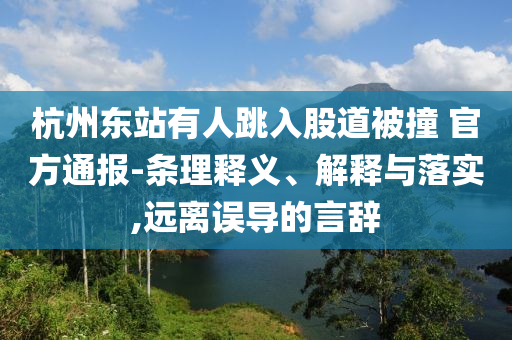 杭州東站有人跳入股道被撞 官方通報-條理釋義、解釋與落實,遠(yuǎn)離誤導(dǎo)的言辭