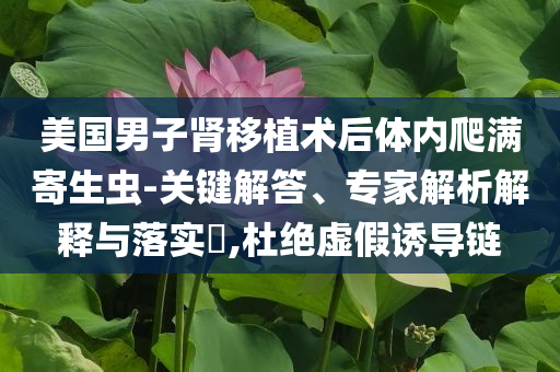 美國男子腎移植術后體內(nèi)爬滿寄生蟲-關鍵解答、專家解析解釋與落實?,杜絕虛假誘導鏈