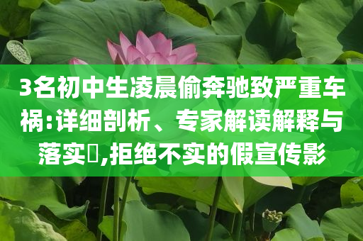 3名初中生凌晨偷奔馳致嚴(yán)重車禍:詳細(xì)剖析、專家解讀解釋與落實(shí)?,拒絕不實(shí)的假宣傳影