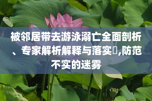 被鄰居帶去游泳溺亡全面剖析、專家解析解釋與落實?,防范不實的迷霧