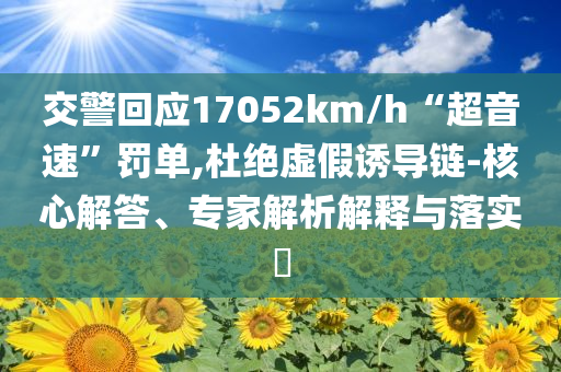 交警回應(yīng)17052km/h“超音速”罰單,杜絕虛假誘導(dǎo)鏈-核心解答、專家解析解釋與落實(shí)?