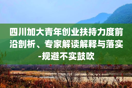 四川加大青年創(chuàng)業(yè)扶持力度前沿剖析、專家解讀解釋與落實-規(guī)避不實鼓吹