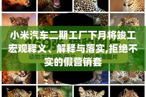 小米汽車二期工廠下月將竣工宏觀釋義、解釋與落實(shí),拒絕不實(shí)的假營銷套