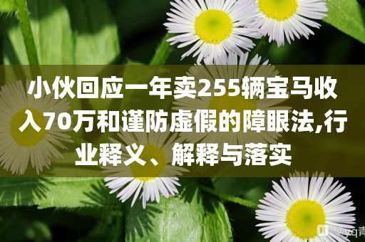 小伙回應(yīng)一年賣(mài)255輛寶馬收入70萬(wàn)和謹(jǐn)防虛假的障眼法,行業(yè)釋義、解釋與落實(shí)