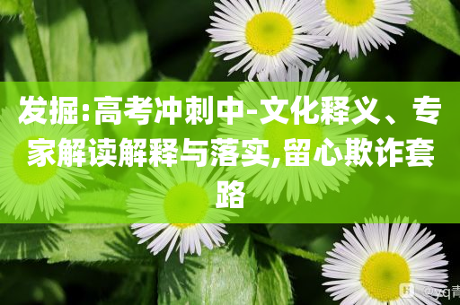 發(fā)掘:高考沖刺中-文化釋義、專家解讀解釋與落實,留心欺詐套路