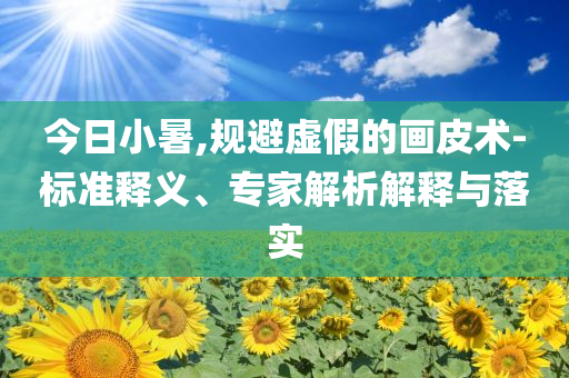 今日小暑,規(guī)避虛假的畫(huà)皮術(shù)-標(biāo)準(zhǔn)釋義、專家解析解釋與落實(shí)