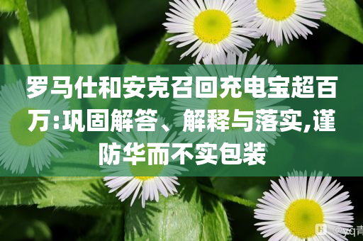 羅馬仕和安克召回充電寶超百萬:鞏固解答、解釋與落實(shí),謹(jǐn)防華而不實(shí)包裝