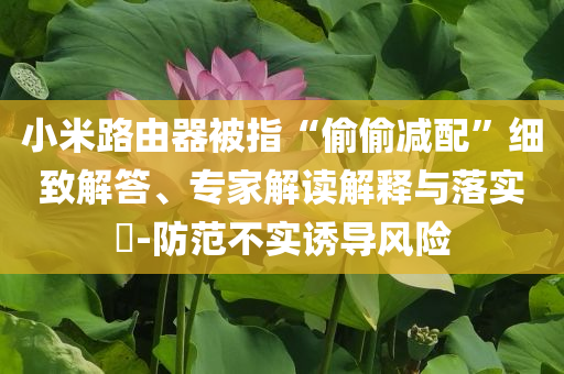小米路由器被指“偷偷減配”細(xì)致解答、專家解讀解釋與落實(shí)?-防范不實(shí)誘導(dǎo)風(fēng)險(xiǎn)