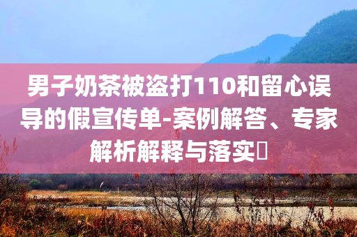男子奶茶被盜打110和留心誤導(dǎo)的假宣傳單-案例解答、專家解析解釋與落實?