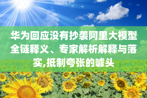 華為回應(yīng)沒有抄襲阿里大模型全鏈釋義、專家解析解釋與落實,抵制夸張的噱頭