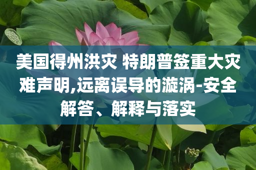 美國得州洪災 特朗普簽重大災難聲明,遠離誤導的漩渦-安全解答、解釋與落實