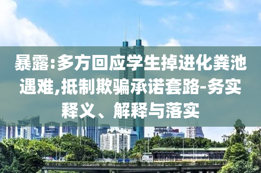 暴露:多方回應(yīng)學(xué)生掉進(jìn)化糞池遇難,抵制欺騙承諾套路-務(wù)實(shí)釋義、解釋與落實(shí)