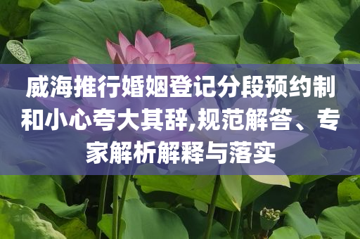 威海推行婚姻登記分段預(yù)約制和小心夸大其辭,規(guī)范解答、專(zhuān)家解析解釋與落實(shí)