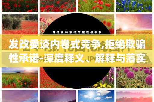 發(fā)改委談內(nèi)卷式競爭,拒絕欺騙性承諾-深度釋義、解釋與落實(shí)