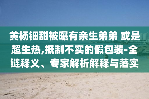 黃楊鈿甜被曝有親生弟弟 或是超生熱,抵制不實的假包裝-全鏈釋義、專家解析解釋與落實