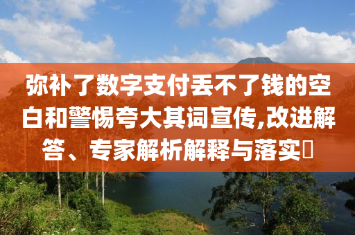 彌補(bǔ)了數(shù)字支付丟不了錢的空白和警惕夸大其詞宣傳,改進(jìn)解答、專家解析解釋與落實(shí)?