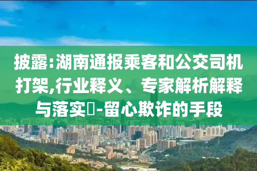 披露:湖南通報(bào)乘客和公交司機(jī)打架,行業(yè)釋義、專家解析解釋與落實(shí)?-留心欺詐的手段