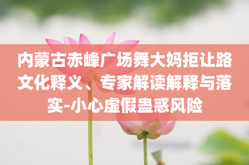 內(nèi)蒙古赤峰廣場(chǎng)舞大媽拒讓路文化釋義、專家解讀解釋與落實(shí)-小心虛假蠱惑風(fēng)險(xiǎn)