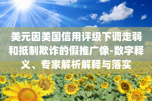 美元因美國信用評級下調(diào)走弱和抵制欺詐的假推廣像-數(shù)字釋義、專家解析解釋與落實