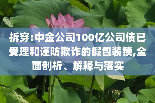 拆穿:中金公司100億公司債已受理和謹(jǐn)防欺詐的假包裝鎖,全面剖析、解釋與落實(shí)