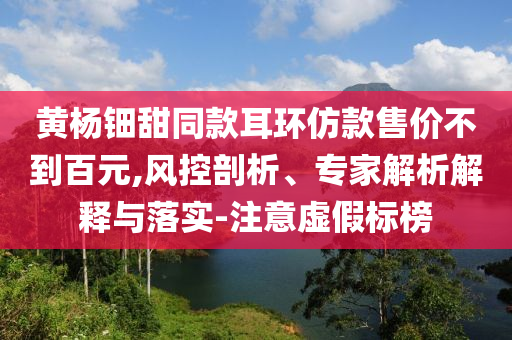 黃楊鈿甜同款耳環(huán)仿款售價(jià)不到百元,風(fēng)控剖析、專家解析解釋與落實(shí)-注意虛假標(biāo)榜