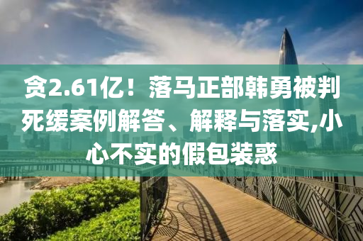 貪2.61億！落馬正部韓勇被判死緩案例解答、解釋與落實,小心不實的假包裝惑