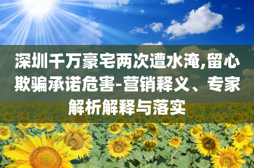 深圳千萬豪宅兩次遭水淹,留心欺騙承諾危害-營銷釋義、專家解析解釋與落實