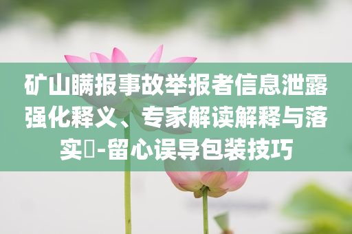礦山瞞報事故舉報者信息泄露強化釋義、專家解讀解釋與落實?-留心誤導(dǎo)包裝技巧