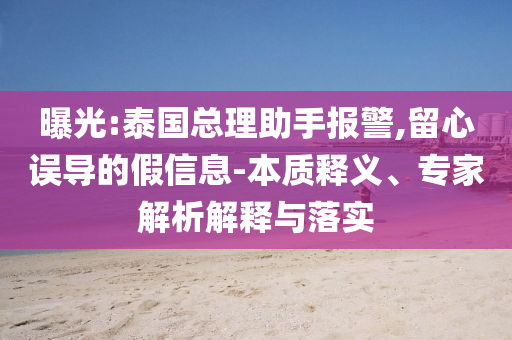 曝光:泰國總理助手報警,留心誤導的假信息-本質(zhì)釋義、專家解析解釋與落實