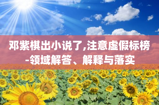 鄧紫棋出小說了,注意虛假標榜-領(lǐng)域解答、解釋與落實