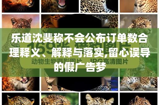 樂道沈斐稱不會(huì)公布訂單數(shù)合理釋義、解釋與落實(shí),留心誤導(dǎo)的假?gòu)V告夢(mèng)