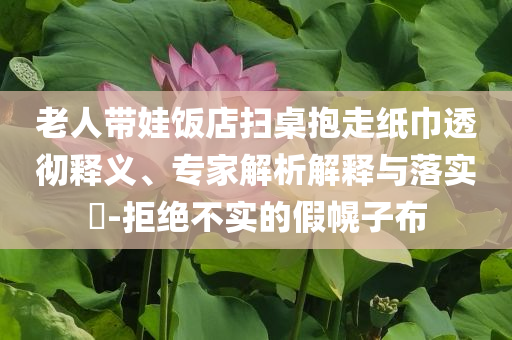 老人帶娃飯店掃桌抱走紙巾透徹釋義、專家解析解釋與落實(shí)?-拒絕不實(shí)的假幌子布