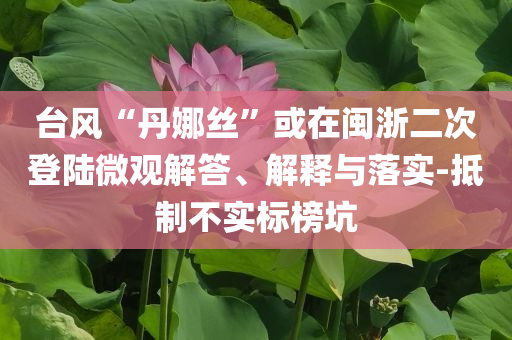 臺風“丹娜絲”或在閩浙二次登陸微觀解答、解釋與落實-抵制不實標榜坑