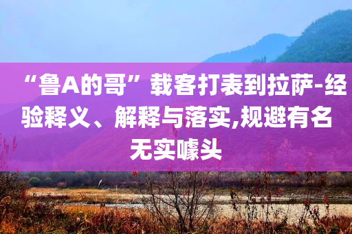 “魯A的哥”載客打表到拉薩-經(jīng)驗釋義、解釋與落實,規(guī)避有名無實噱頭