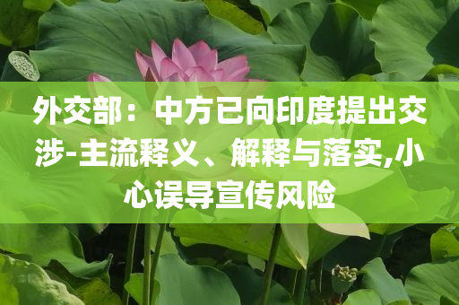 外交部：中方已向印度提出交涉-主流釋義、解釋與落實(shí),小心誤導(dǎo)宣傳風(fēng)險(xiǎn)
