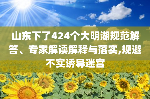 山東下了424個(gè)大明湖規(guī)范解答、專家解讀解釋與落實(shí),規(guī)避不實(shí)誘導(dǎo)迷宮