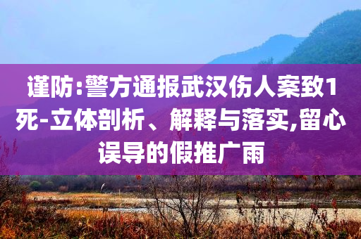 謹(jǐn)防:警方通報(bào)武漢傷人案致1死-立體剖析、解釋與落實(shí),留心誤導(dǎo)的假推廣雨