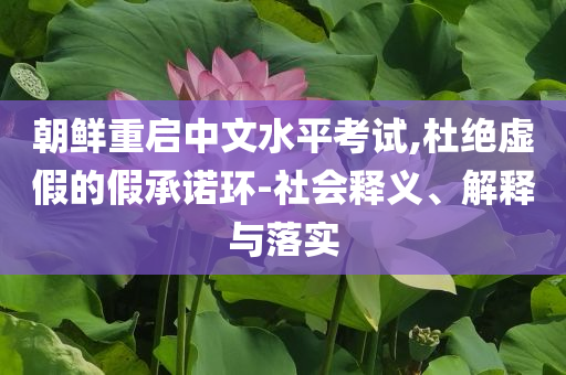 朝鮮重啟中文水平考試,杜絕虛假的假承諾環(huán)-社會釋義、解釋與落實