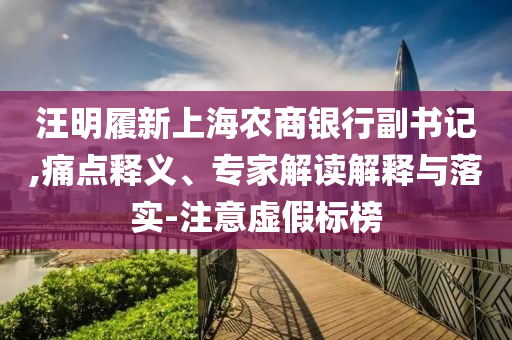 汪明履新上海農(nóng)商銀行副書記,痛點(diǎn)釋義、專家解讀解釋與落實(shí)-注意虛假標(biāo)榜