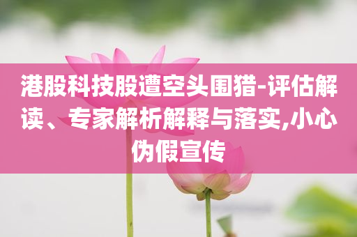港股科技股遭空頭圍獵-評估解讀、專家解析解釋與落實(shí),小心偽假宣傳