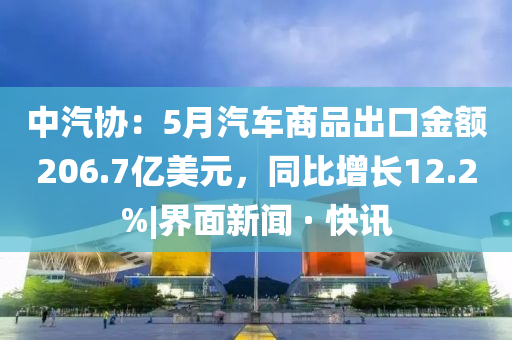 中汽協(xié)：5月汽車商品出口金額206.7億美元，同比增長(zhǎng)12.2%|界面新聞 · 快訊