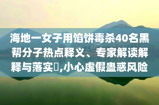 海地一女子用餡餅毒殺40名黑幫分子熱點釋義、專家解讀解釋與落實?,小心虛假蠱惑風險