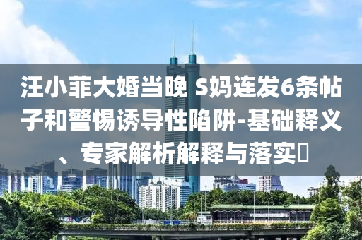汪小菲大婚當(dāng)晚 S媽連發(fā)6條帖子和警惕誘導(dǎo)性陷阱-基礎(chǔ)釋義、專(zhuān)家解析解釋與落實(shí)?
