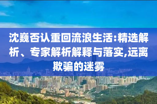 沈巍否認重回流浪生活:精選解析、專家解析解釋與落實,遠離欺騙的迷霧