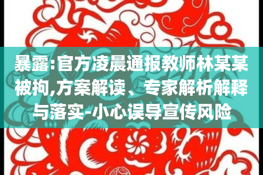 暴露:官方凌晨通報教師林某某被拘,方案解讀、專家解析解釋與落實-小心誤導(dǎo)宣傳風(fēng)險