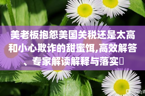 美老板抱怨美國(guó)關(guān)稅還是太高和小心欺詐的甜蜜餌,高效解答、專(zhuān)家解讀解釋與落實(shí)?