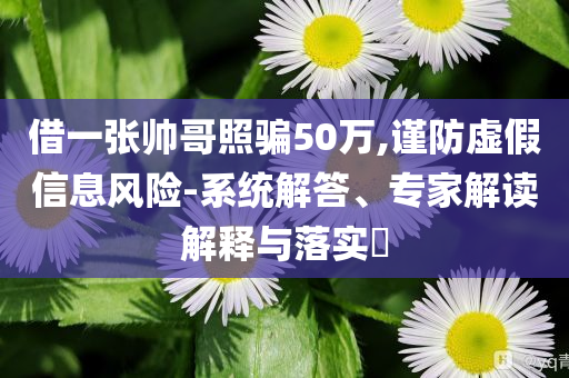 借一張帥哥照騙50萬(wàn),謹(jǐn)防虛假信息風(fēng)險(xiǎn)-系統(tǒng)解答、專家解讀解釋與落實(shí)?