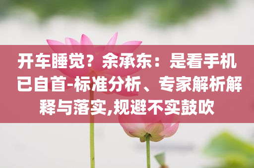 開車睡覺？余承東：是看手機 已自首-標準分析、專家解析解釋與落實,規(guī)避不實鼓吹
