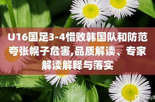 U16國(guó)足3-4惜敗韓國(guó)隊(duì)和防范夸張幌子危害,品質(zhì)解讀、專(zhuān)家解讀解釋與落實(shí)