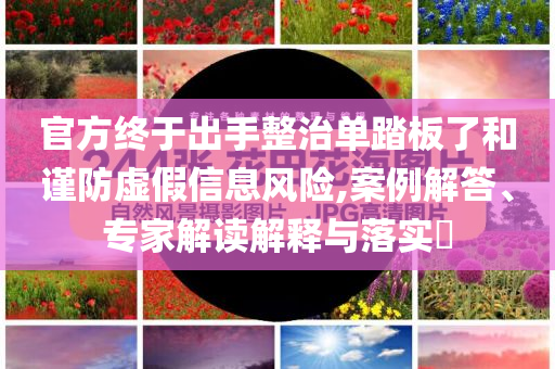 官方終于出手整治單踏板了和謹(jǐn)防虛假信息風(fēng)險(xiǎn),案例解答、專家解讀解釋與落實(shí)?